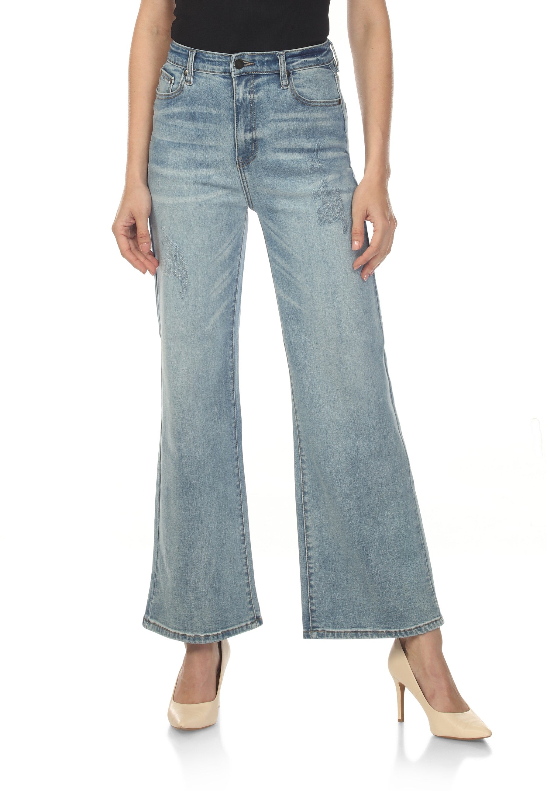 High-Rise, Wide-Leg Denim Jeans