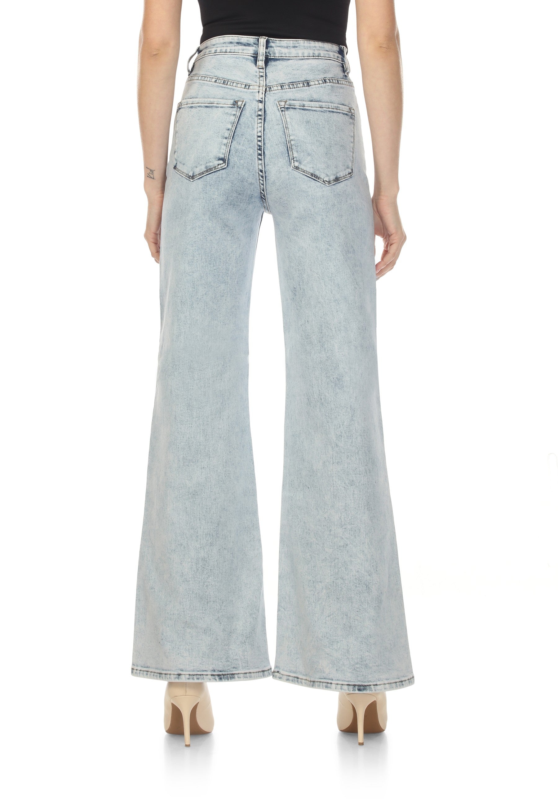 Women's Wide-Leg Light-Wash High-Rise Jeans