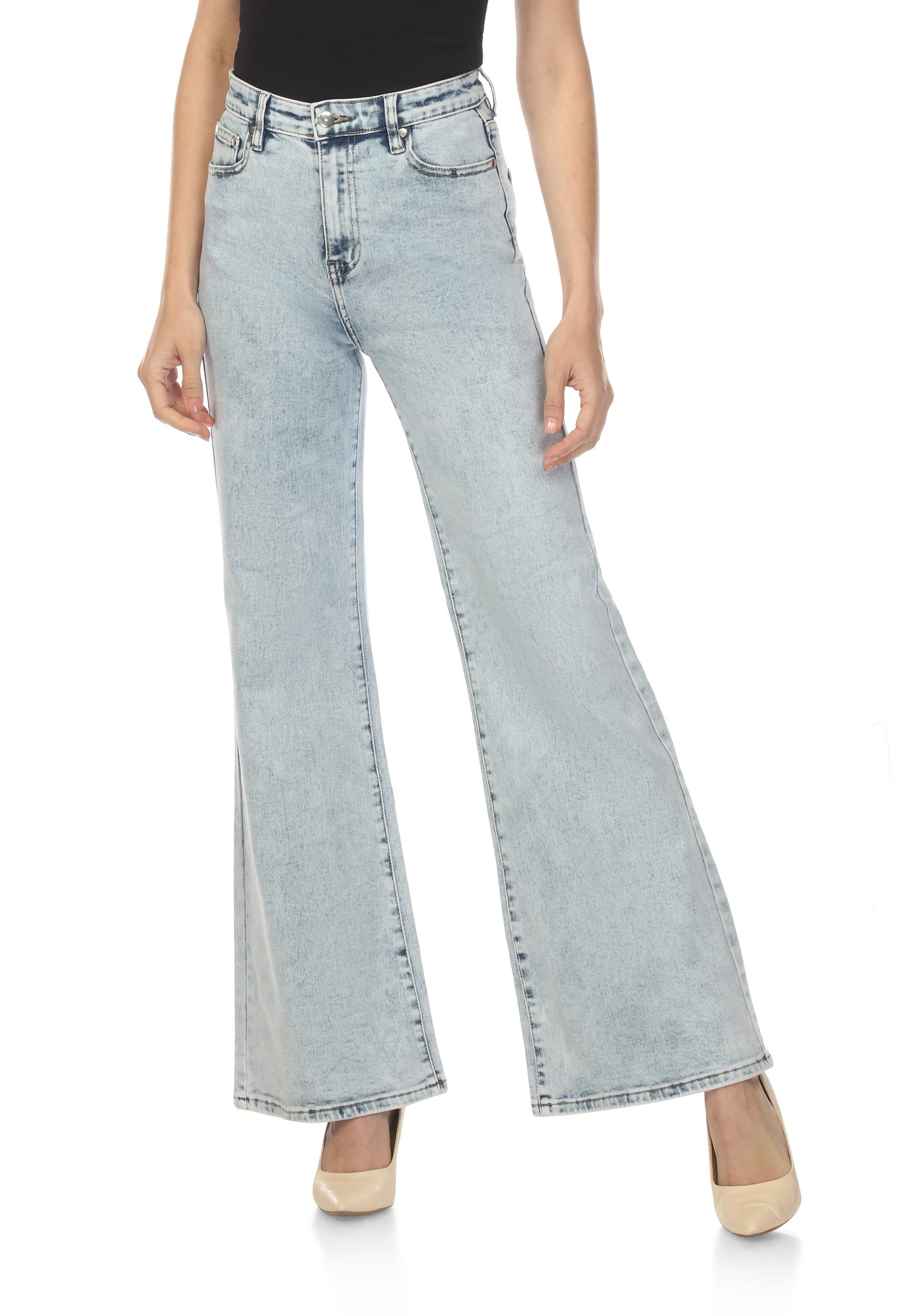 Women's Wide-Leg Light-Wash High-Rise Jeans