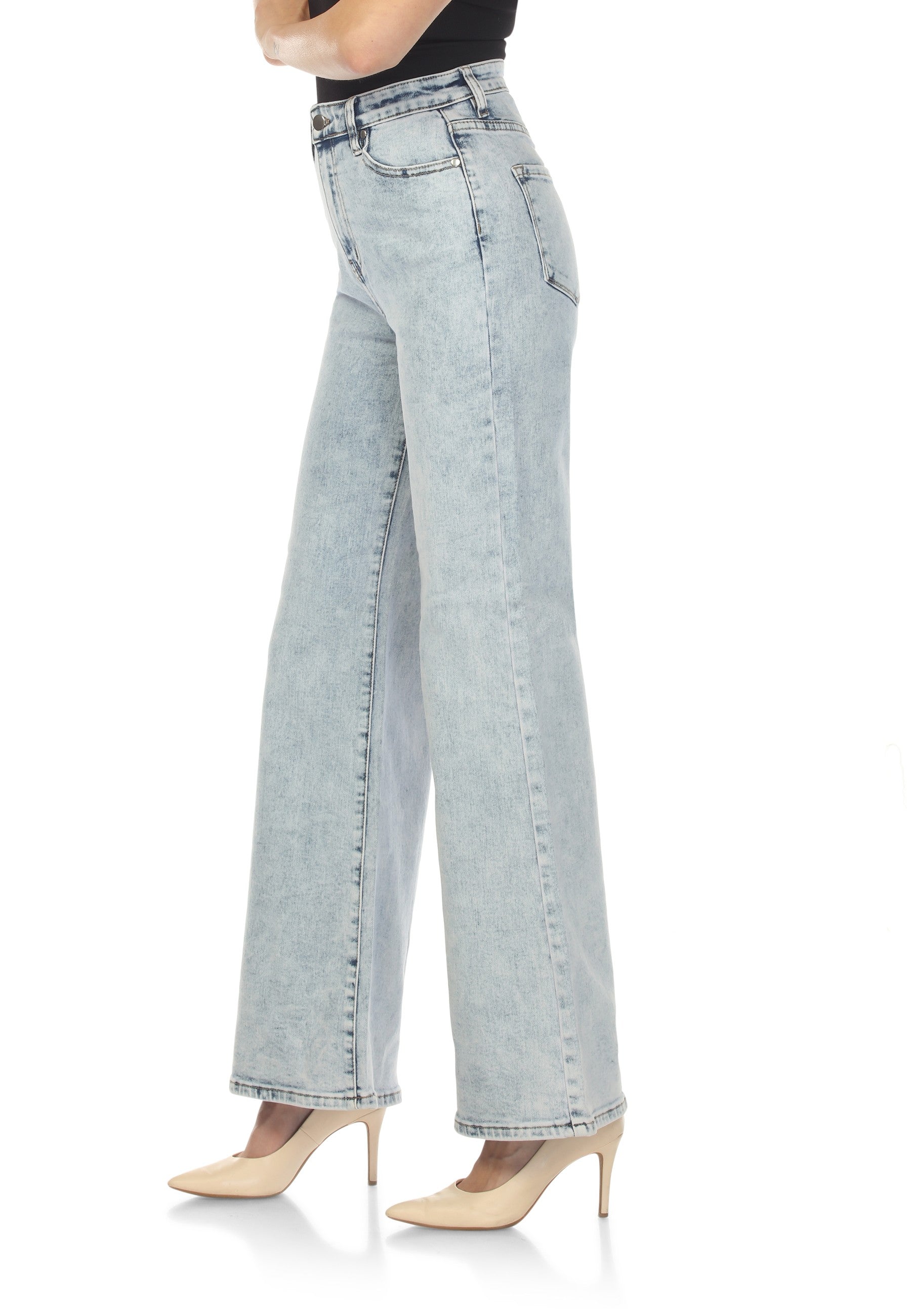 Women's Wide-Leg Light-Wash High-Rise Jeans