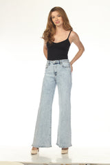 Women's Wide-Leg Light-Wash High-Rise Jeans
