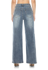 Skyrise Wide-Leg Jeans In a Mid-Blue Wash