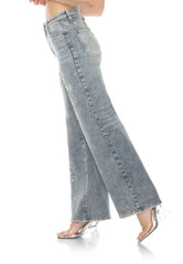 High-Waisted, Wide Leg, cross-embroidered
