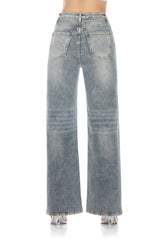 High-Waisted, Wide Leg, cross-embroidered