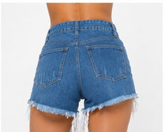 High Rise Distressed Boyfriend Cutoff Denim Shorts