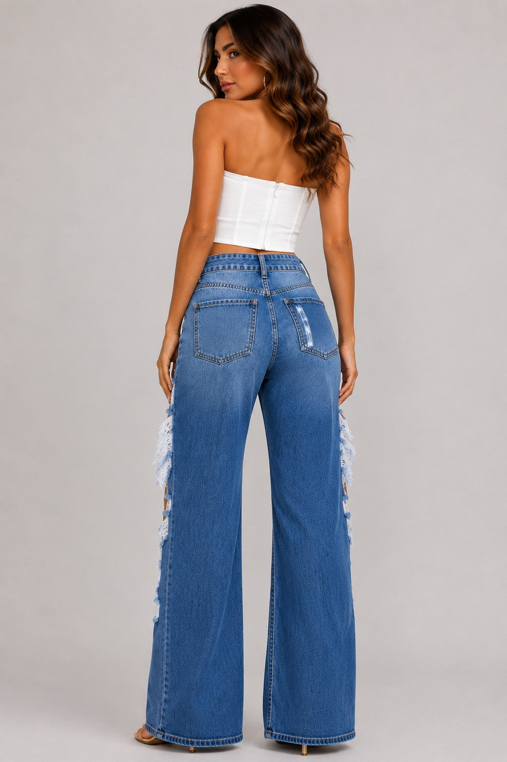 High Rise Destroyed Wide Leg Distressed Baggy Denim Jeans