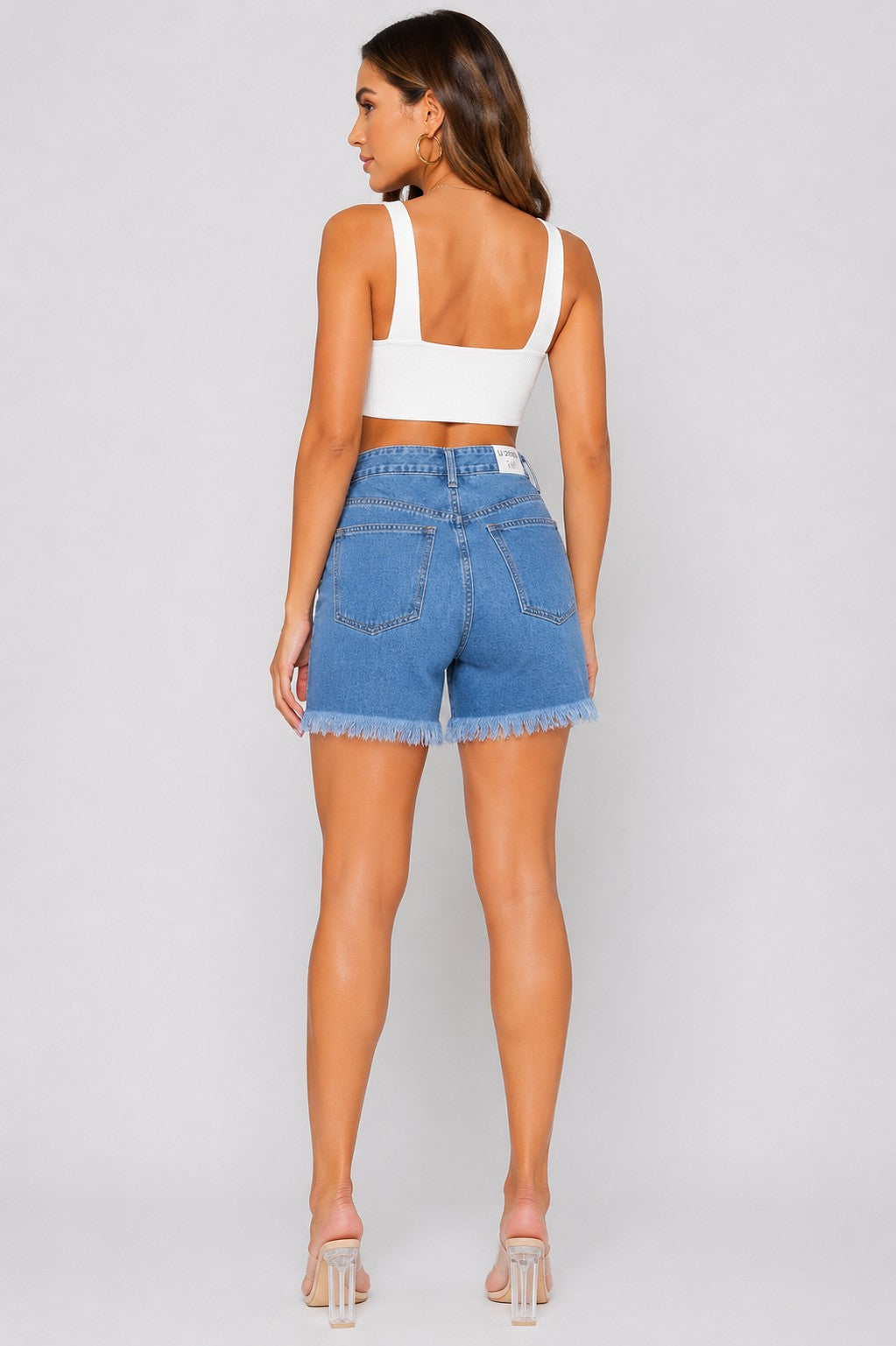 Boyfriend Fit High Rise Destroyed Bermuda Denim Shorts